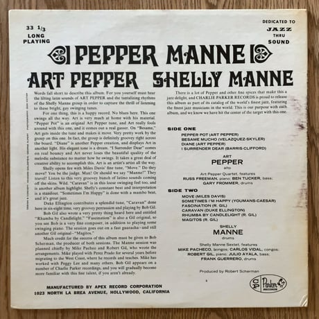 ART PEPPER / SHELLY MANNE - Pepper Manne (CHARLIE PARKER PLP-836)