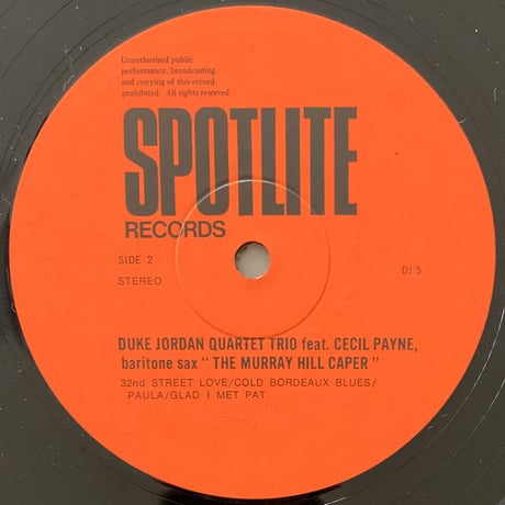 DUKE JORDAN - The Murray Hill Caper (SPOTLITE DJ5)