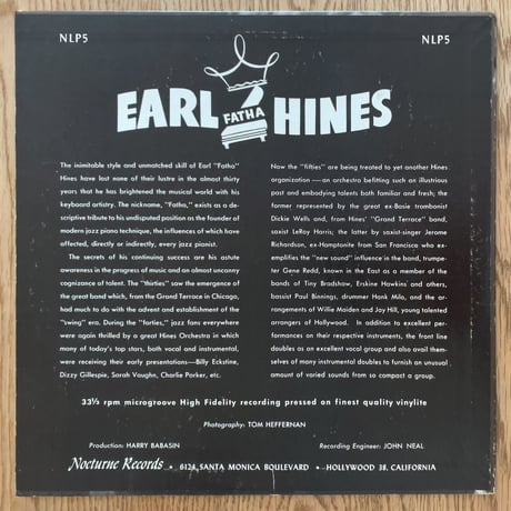 EARL "FATHA" HINES - and His New Sounds (NOCTURNE NLP5)