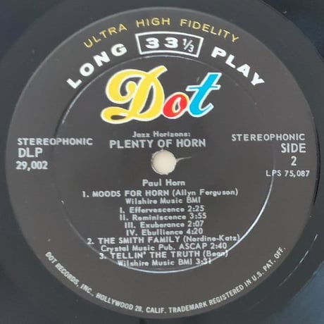 PAUL HORN - Plenty of Horn (DOT DLP29002)