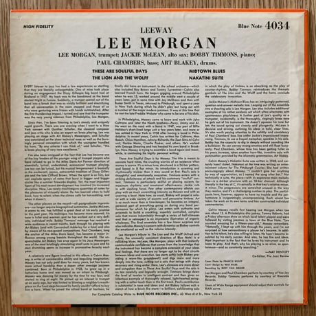 LEE MORGAN - Leeway (BLUE NOTE BLP4034)