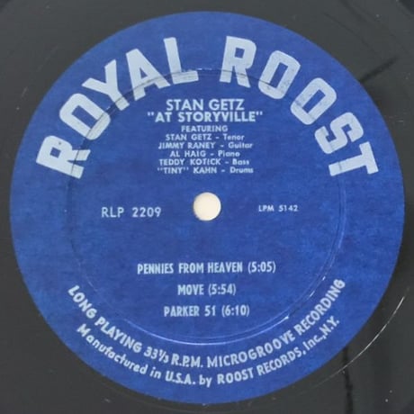 STAN GETZ - At Storyville (ROOST RLP2209)