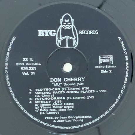 DON CHERRY - "Mu" Second Part (BYG 529 331)