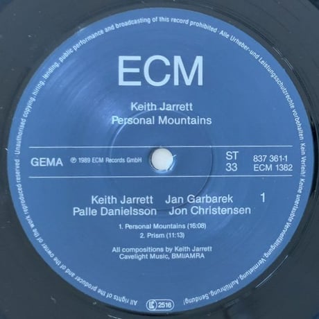 KEITH JARRETT - Personal Mountains (ECM 1382)