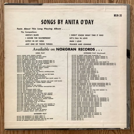 ANITA O'DAY - Songs by Anita O'Day (NORGRAN MGN-30)