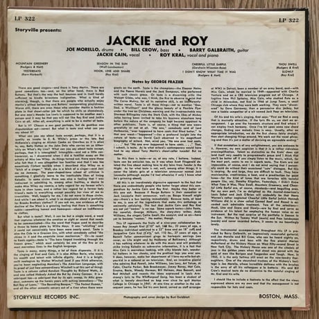 JACKIE and ROY - Storyville Presents (STORYVILLE LP322)