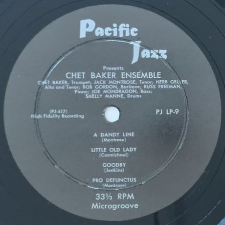 CHET BAKER - Chet Baker Ensemble (PACIFIC JAZZ PJLP-9)