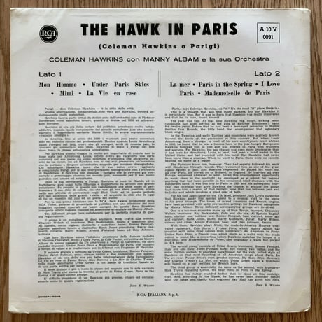 COLEMAN HAWKINS - The Hawk in Paris (RCA ITALIANA A10V0091)