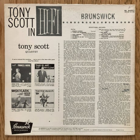 TONY SCOTT - in Hi-Fi (BRUNSWICK BL54021)