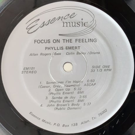 PHYLLIS EMERT - Focus On The Feeling (ESSENSE MUSIC EM101)
