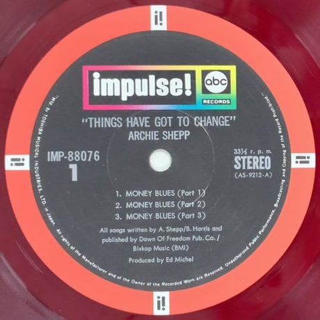 ARCHIE SHEPP アーチー・シェップ - Things Have Got To Change 変転の時 (東芝音工/impulse! IMP-88076) Red Vinyl