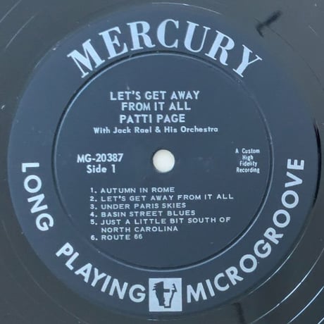PATTI PAGE - Sings "Let's Get Away from It All" (MERCURY MG20387)