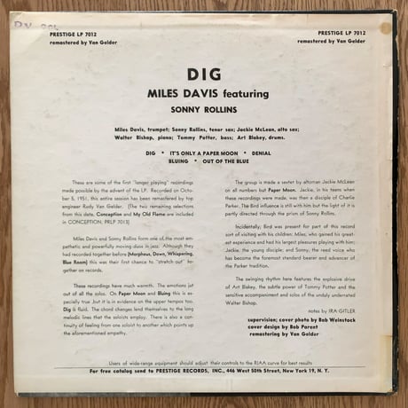 MILES DAVIS feat. SONNY ROLLINS - Dig (PRESTIGE PRLP7012)