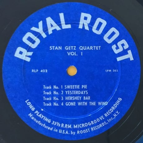 STAN GETZS - Stan Getz Quartet Vol.1 (ROOST RLP402)