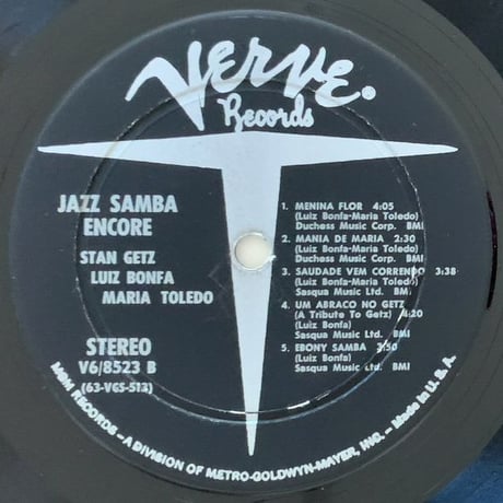 STAN GETZ & LUIZ BONFA - Jazz Samba Encore! (VERVE V6/8523)