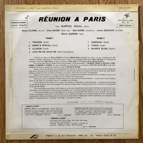 MARTIAL SOLAL - Reunion a Paris (SWING LDM30.048)