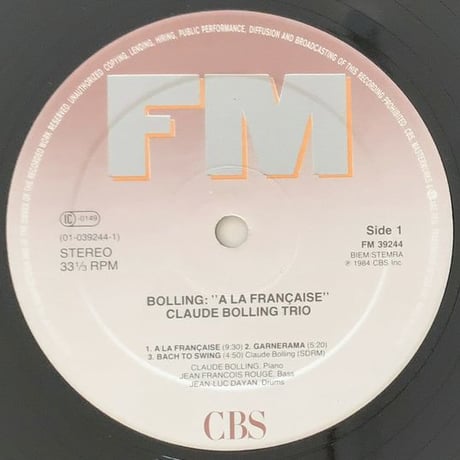 CLAUDE BOLLING - Jazz a la francaise (FM/CBS FM39244)