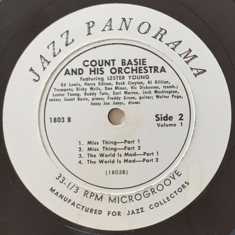 COUNT BASIE - feat. Lester Youngs (JAZZ PANORAMA LP1803)