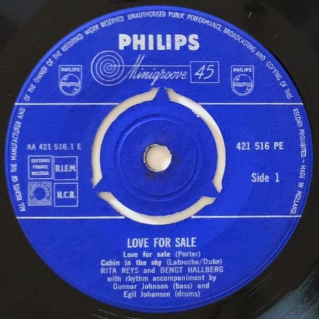 RITA REYS & BENGT HALLBERG - Love For Sale (PHILIPS 421 516 PE) 7inch EP