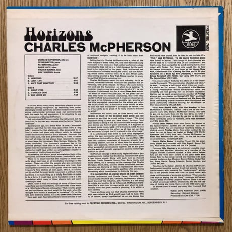 CHARLES McPHERSON - Horizons (PRESTIGE PRST7603)