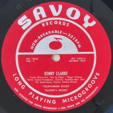 KENNY CLARKE - Vol.2 (SAVOY MG15053)