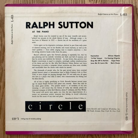 RALPH SUTTON - at The Piano (CIRCLE L-413)