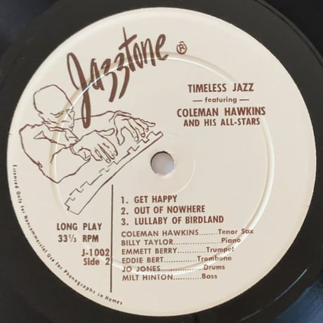 COLEMAN HAWKINS - Timeless Jazz (JAZZTONE J-1002)