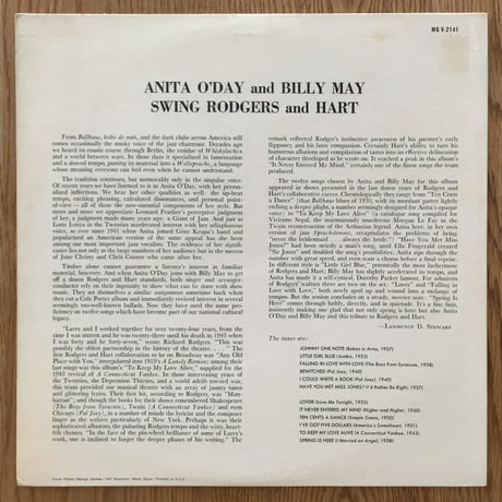 ANITA O'DAY - Swing Rodgers and Hart (VERVE MGV-2141)
