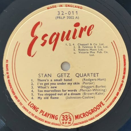 STAN GETZ - Collates (ESQUIRE 32-011)
