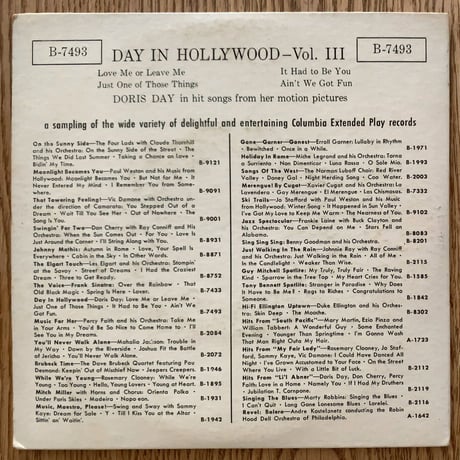DORIS DAY - Day in Hollywood (COLUMBIA B7493) 7inch EP