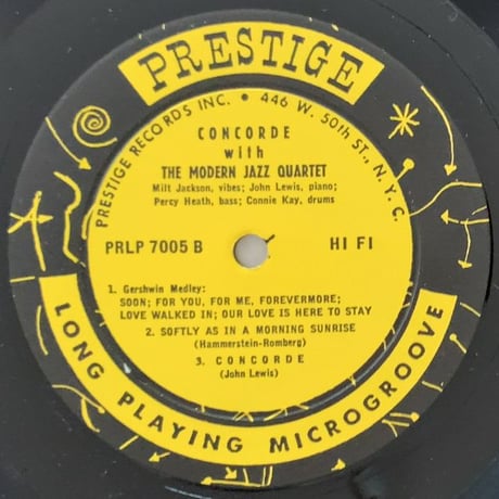 THE MODERN JAZZ QUARTET - Concorde (PRESTIGE PRLP7005)
