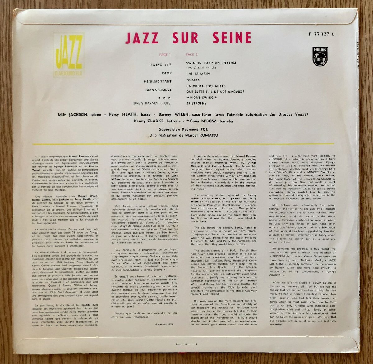 MILT JACKSON, BARNEY WILEN - Jazz sur Seine (PH