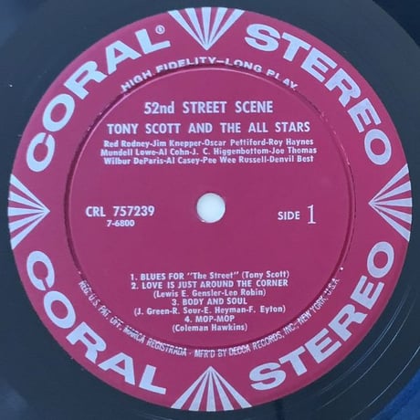 TONY SCOTT - 52nd St. Scene (CORAL CRL757239)