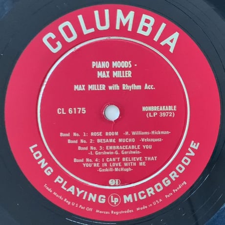 MAX MILLER - Piano Moods (COLUMBIA CL6175)
