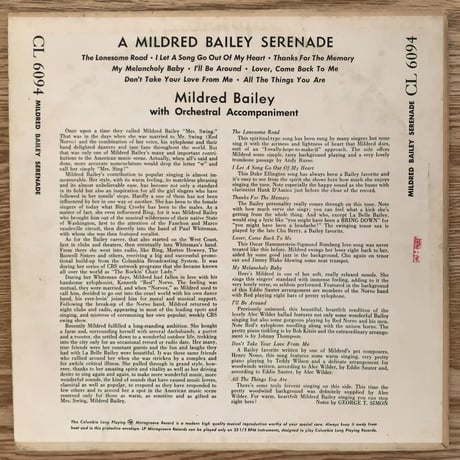 MILDRED BAILEY - a Mildred Bailey Serenade (COLUMBIA CL6094)