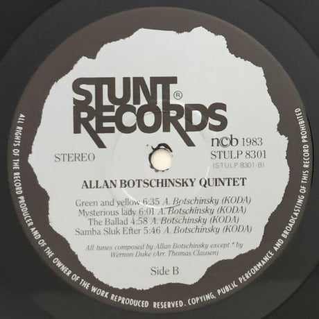 ALLAN BOTSCHINSKY - Allan Botschinsky Quintet (STUNT STULP8301)