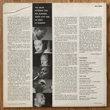 OSCAR PETERSON with ROY ELDRIDGE, SONNY STITT at Newport (VERVE MGV-8239)