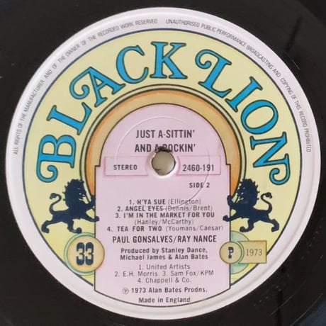 PAUL GONSALVES & RAY NANCE - Just a-Sittin' and a-Rockin' (BLACK LION 2460-191)