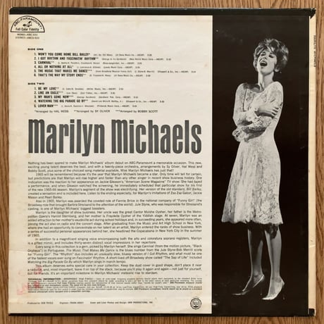 MARILYN MICHAELS - Marilyn Michaels (ABC-PARAMOUNT ABC-533)