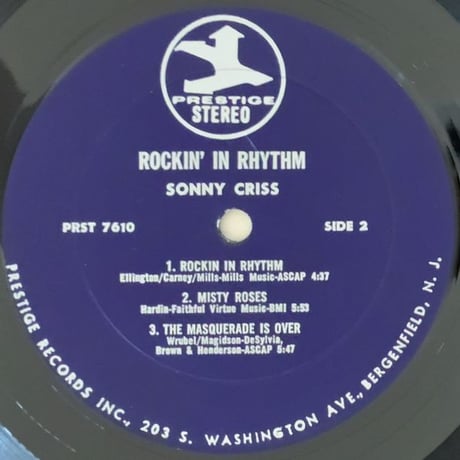 SONNY CRISS - Rockin' Rhythm (PRESTIGE PRST7610)