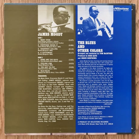 JAMES MOODY - The Blues and Other Colors (MILESTONE MSP9023)