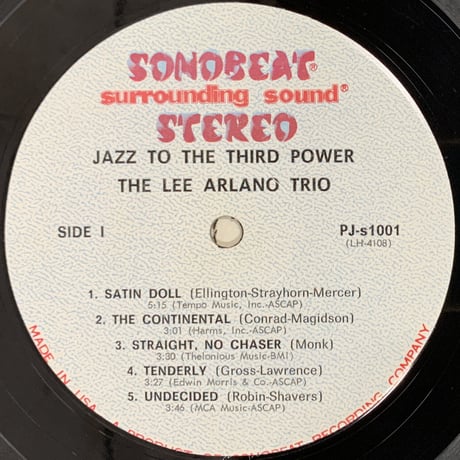 LEE ARLANO TRIO - Jazz To The Third Power (SONOBEAT PJ-S1001)