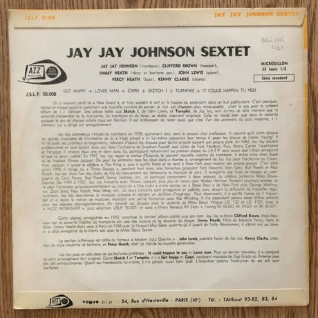 J.J. JOHNSON - Featuring Clifford Brown (VOGUE J.S.L.P.50.008)