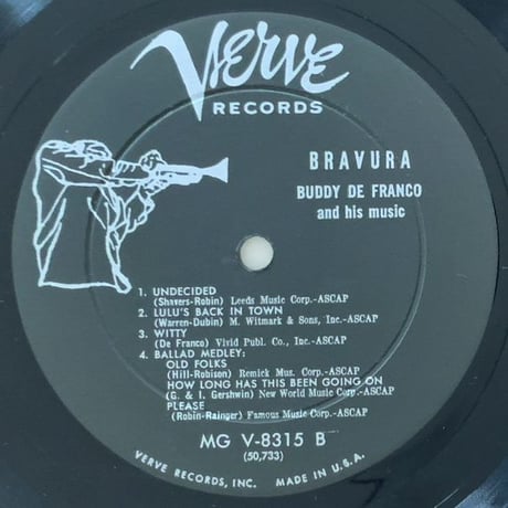 BUDDY DeFRANCO - Bravura (VERVE MGV-8315)