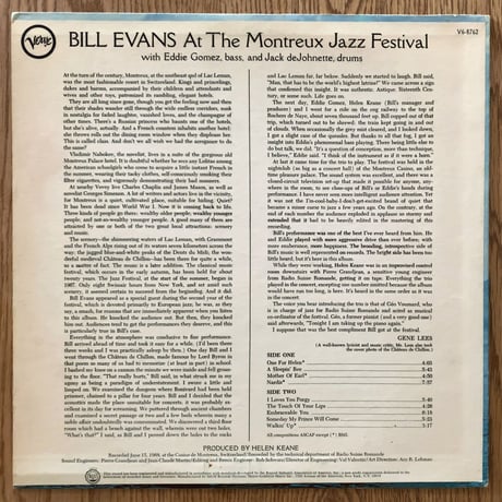 BILL EVANS - At The Montreux Jazz Festival (VERVE V6-8762)