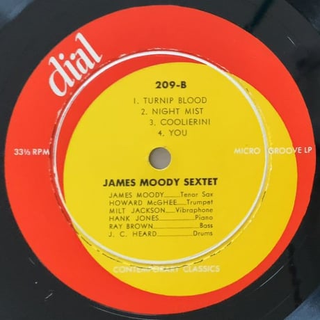 JAMES MOODY - His Saxophone and His Band (DIAL 209)