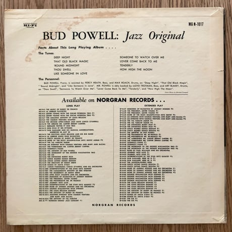 BUD POWELL - Jazz Original (NORGRAN MGN-1017)