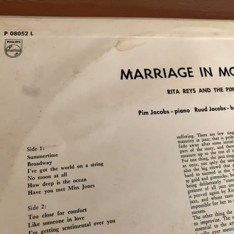RITA REYS - Marriage in Modern Jazz (PHILIPS P08052L)