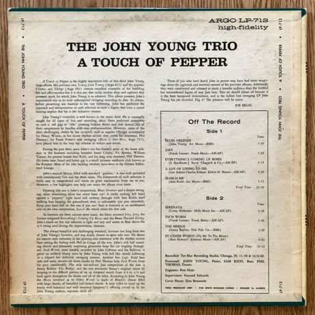 JOHN YOUNG - A Touch Of Pepper (ARGO LP713)