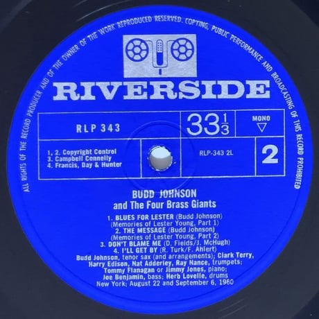 BUDD JOHNSON - And The Four Brass Giants (INTERDISC/RIVERSIDE RLP343)